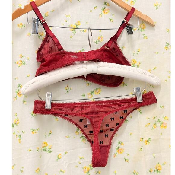 Stella McCartney Women's Bra Set Red/Wine Lace‎ Medium Coquette Fairy Romantic - Picture 3 of 6